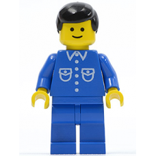 but019 Shirt with 6 Buttons - Blue, Blue Legs, Black Male Hair 